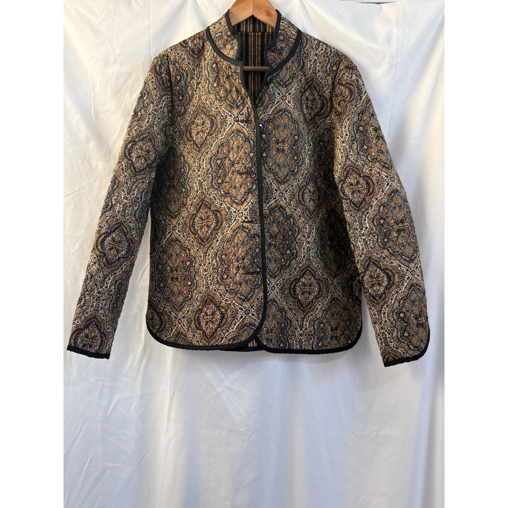 BonWorth Vintage Quilted Reversible Jacket W Sz XL Brown/Black Boho Cottagecore